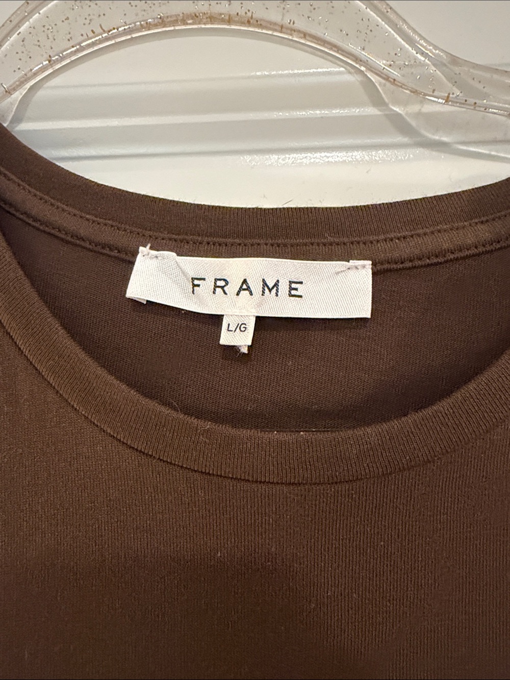 Frame Denim Short Sleeve Crewneck Tee in Chocolate Brown